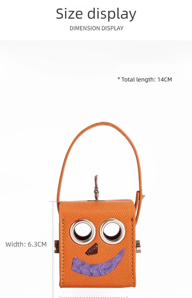 Leather Robot Bag Charm – Cute Mini Keychain & Earphone Case