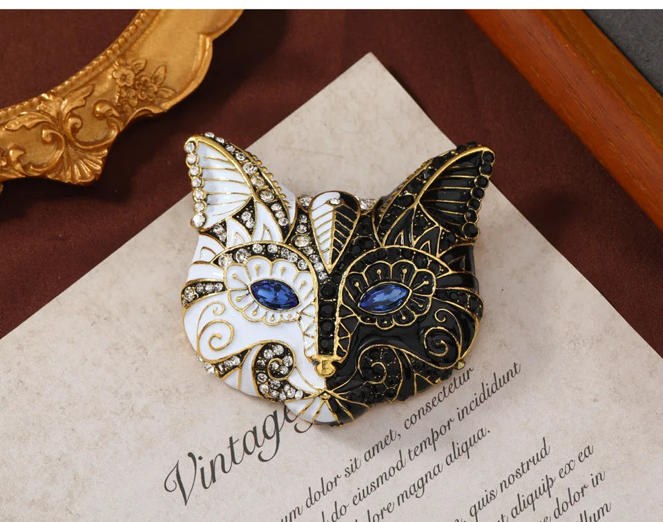 Retro Enamel Cat Mask Jewelry
