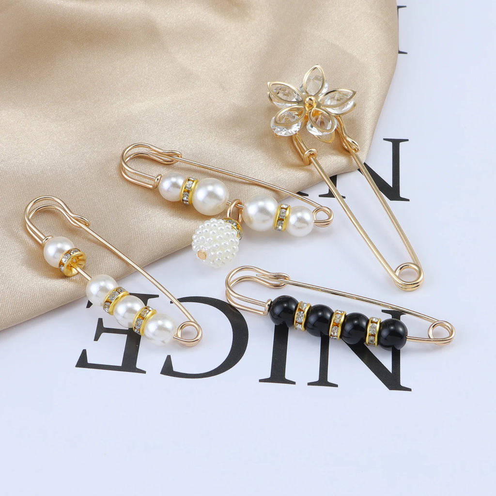 Kpop Gold Brooch Set – Fashion Safety Pins for Women