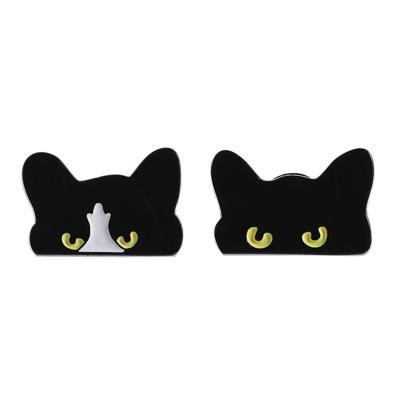 Peeking Black Cat Enamel Pin