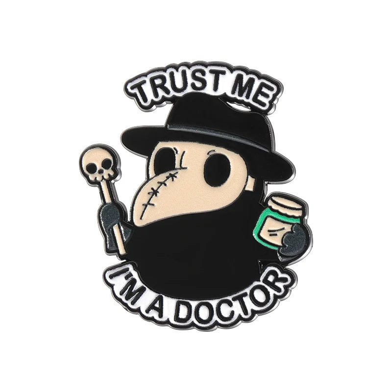 Plague Doctor Enamel Pin – Gothic Punk Brooch