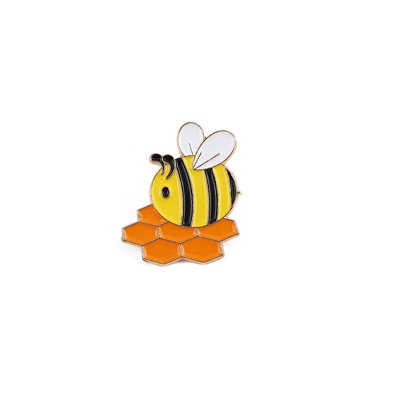 Cute Bee & Honey Pot Brooch – Cartoon Alloy Pin Badge