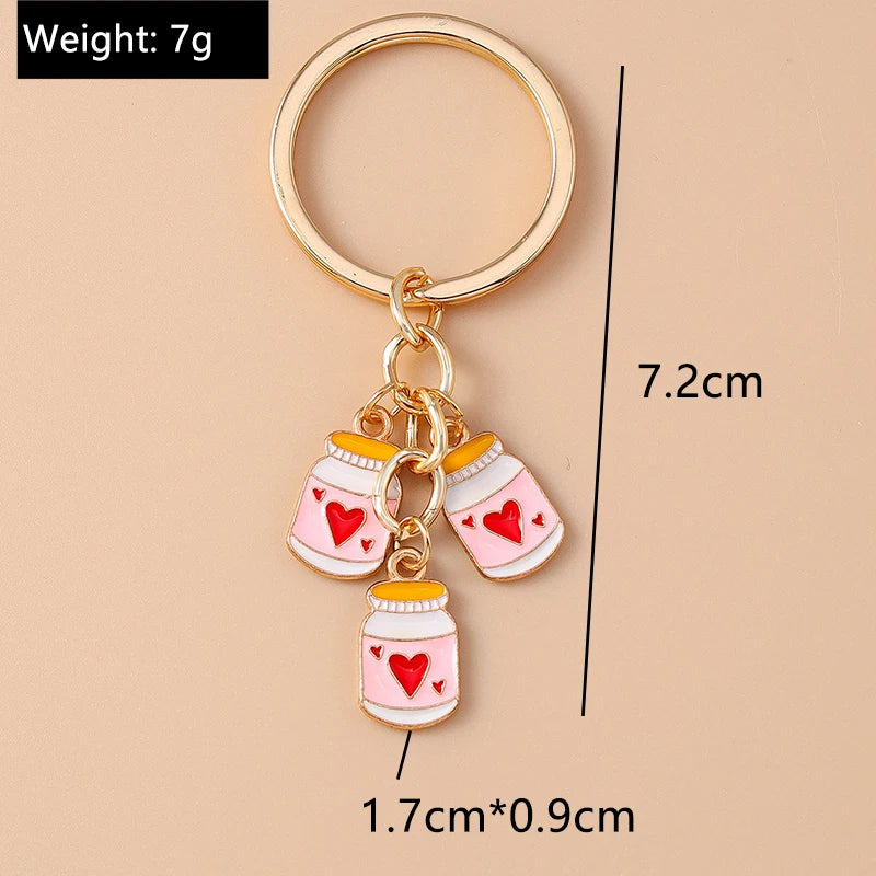 Red Wine Keychain – Cute Enamel Key Ring for Handbags