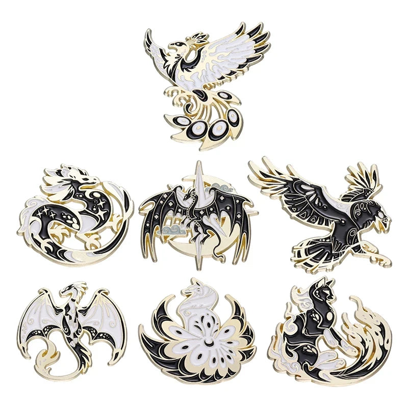 Animal Enamel Pin – Eagle, Dragon & Bird Brooch Badge