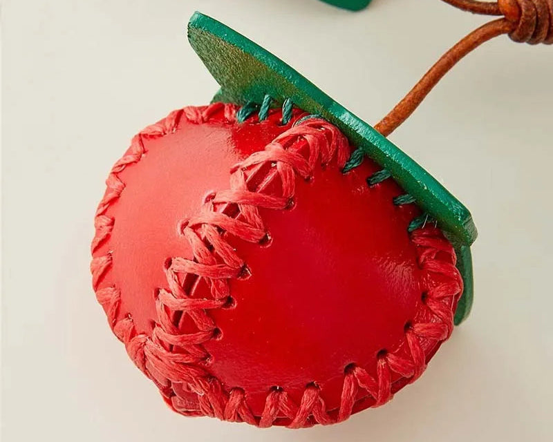 Persimmon Leather Bag Charm – Elegant Fashion Accent