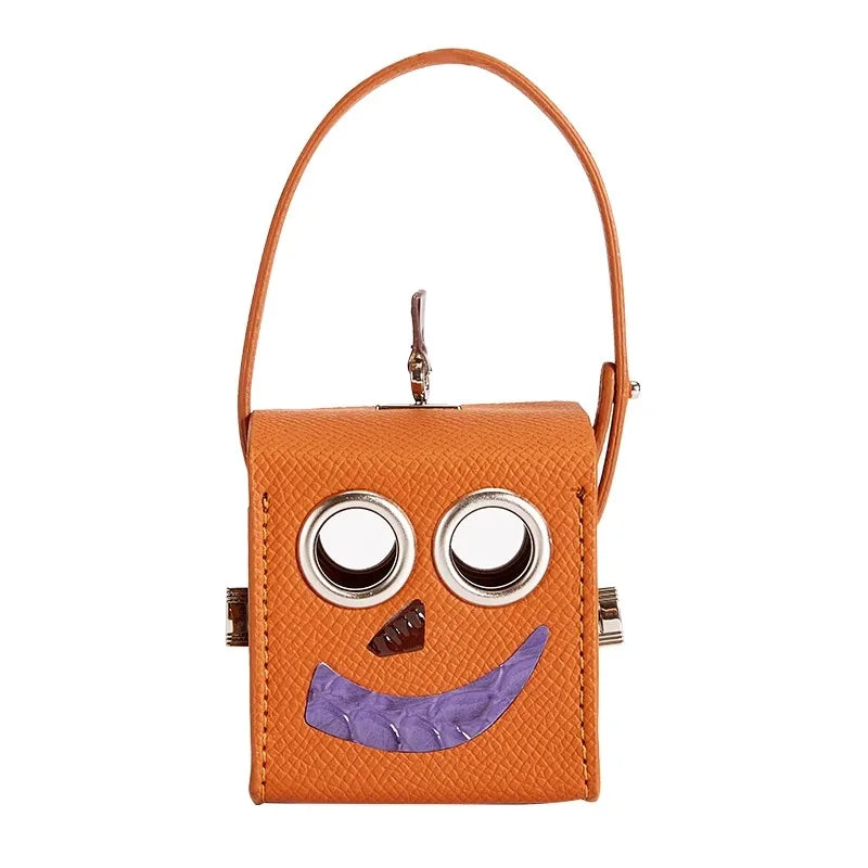 Leather Robot Bag Charm – Cute Mini Keychain & Earphone Case