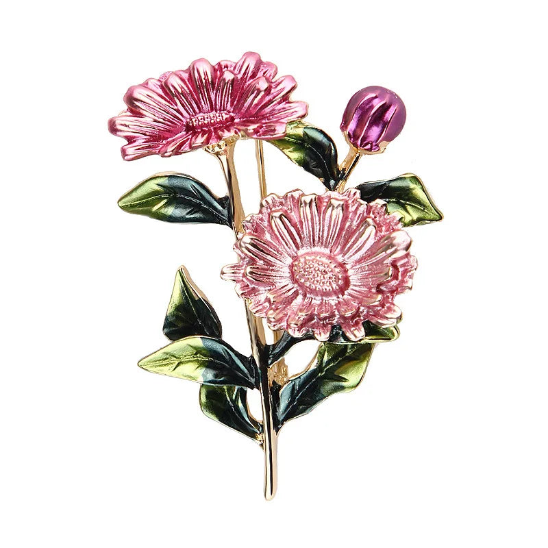 Colorful Crystal Leaf Brooch