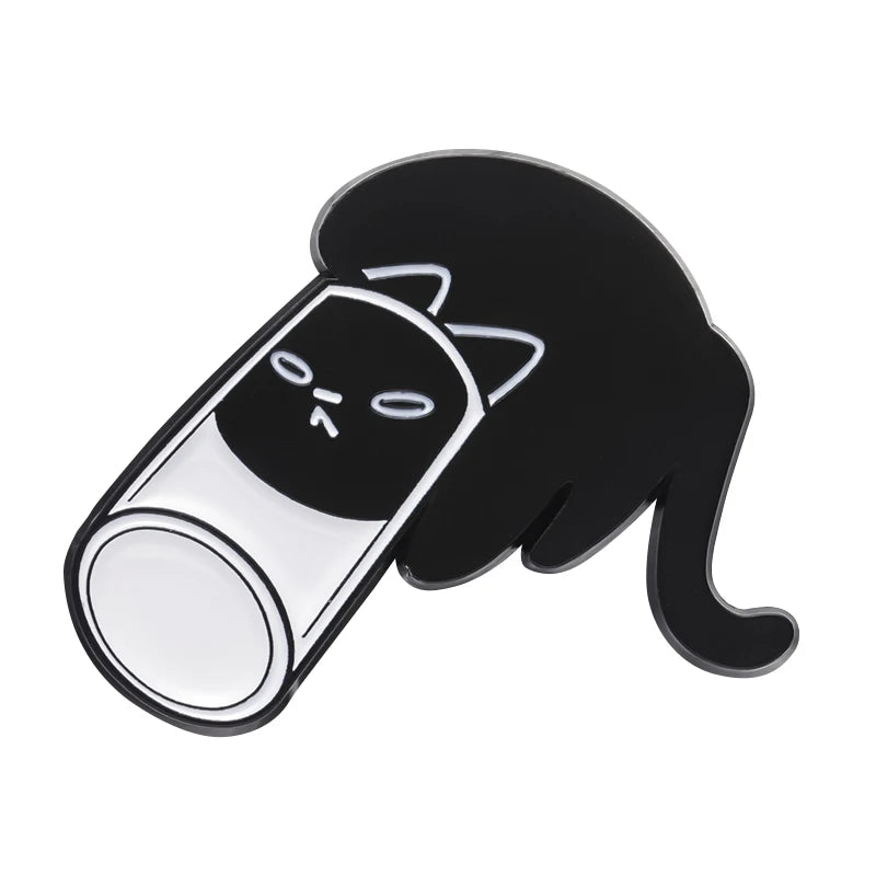 Black Cat Enamel Pin – Cute Kitten Lapel Badge Backpack Jewelry