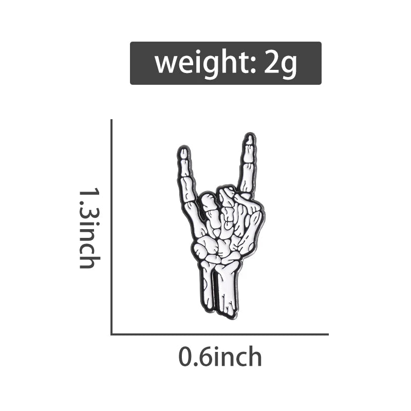 Skeleton Hand Enamel Pin – Punk Rock Brooch