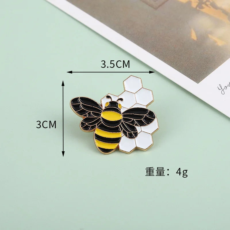 Cute Bee & Honey Pot Brooch – Cartoon Alloy Pin Badge