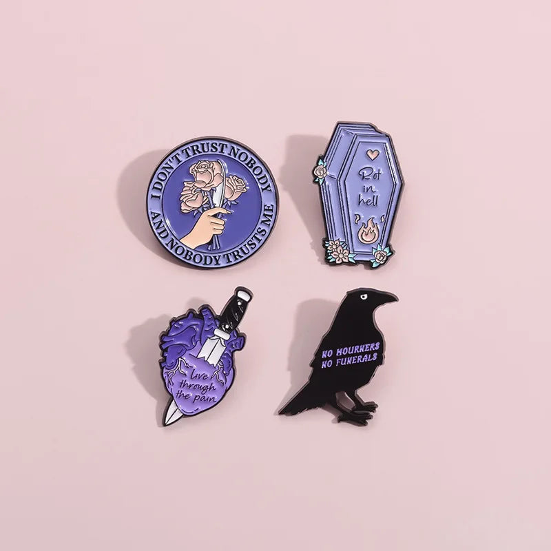 Mystic Crow Enamel Pin – Tarot & Magic Ball Design