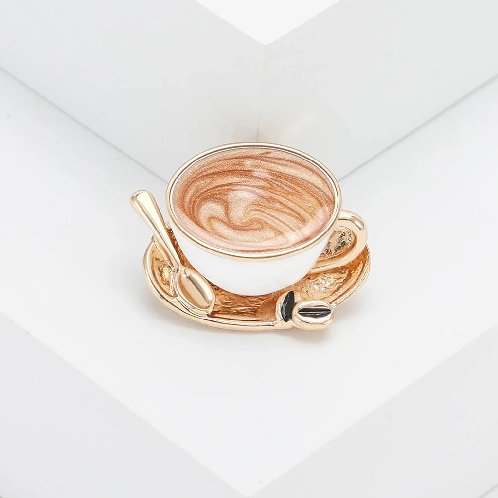 Coffee Cup Enamel Pin – Cute Unisex Brooch for Clothes & Bags