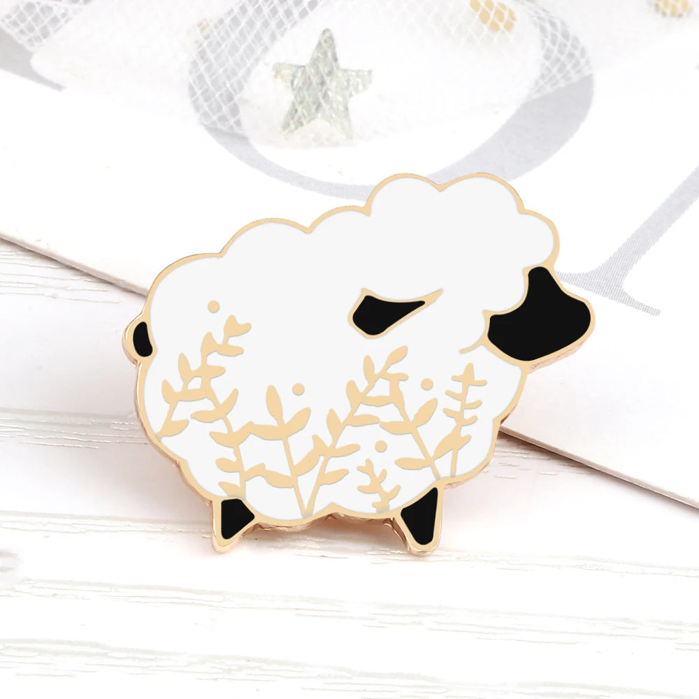 Cute Black Goat Enamel Pin – Funny Cartoon Animal Brooch