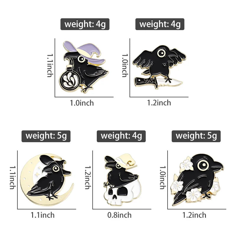 Mystic Crow Enamel Pin – Tarot & Magic Ball Design