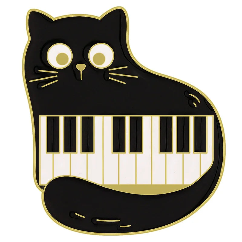 Cats in Plants Enamel Pin – Cute Black Cat Potted Plant Brooch Gift
