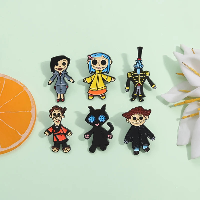 Coraline Doll Enamel Pin – Horror Punk Brooch