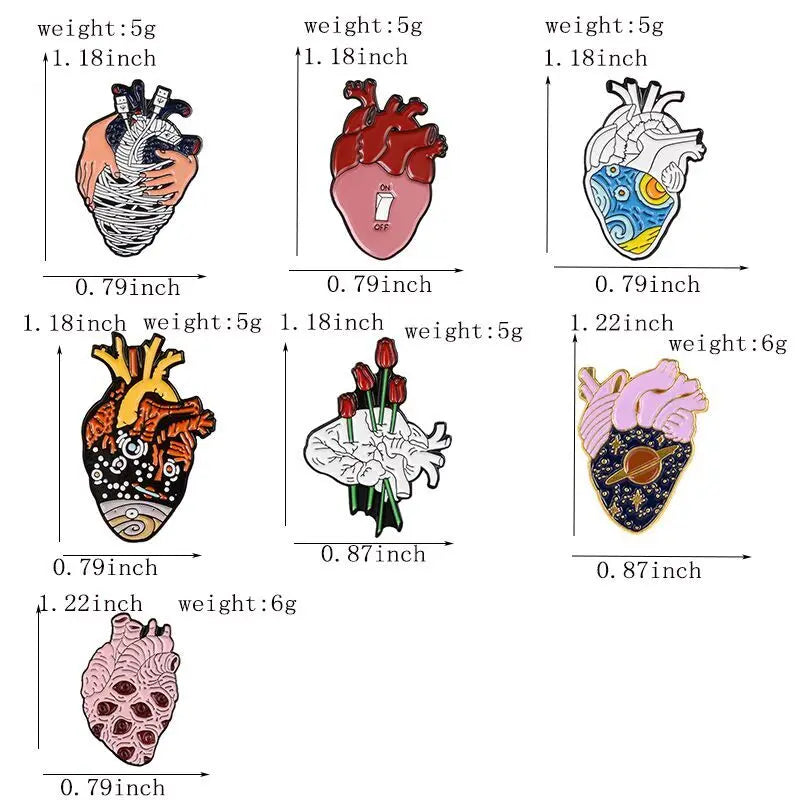 Anatomical Heart Enamel Pin – Medical Brooch Gift