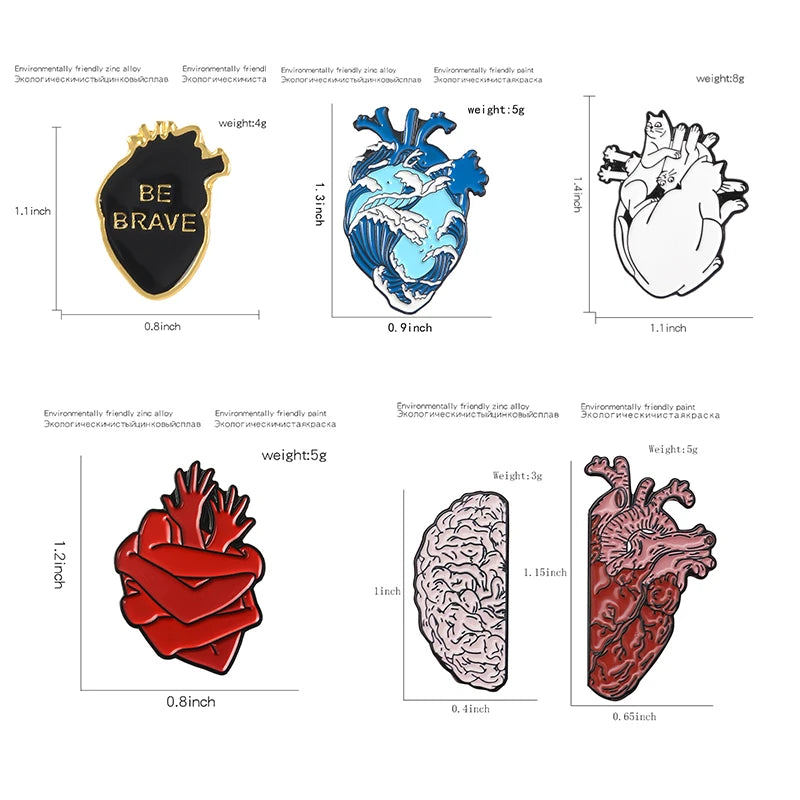 Anatomical Heart Enamel Pin – Medical Brooch Gift
