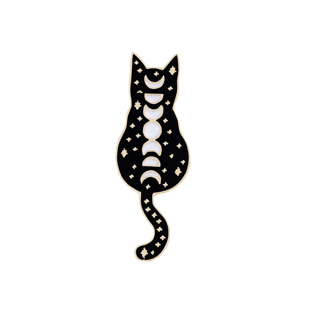 Cute Black & White Cat Enamel Pin – Funny Kitty Brooch