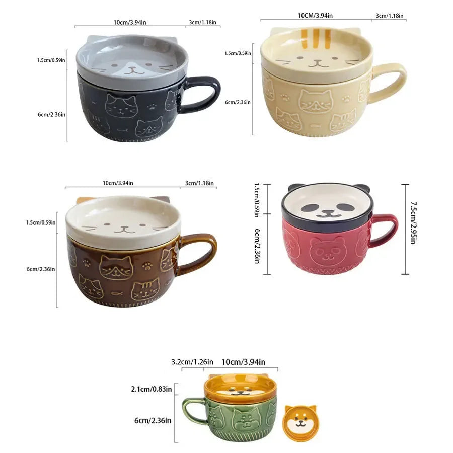 OLENKA Japanese Cartoon Cat Ceramic Mugs