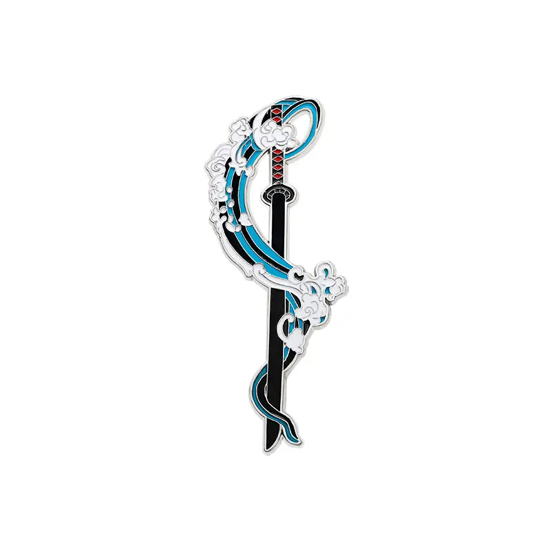 Demon Slayer Nichirin Sword Enamel Pin – Sea Wave, Fire, Butterfly & Snake Designs