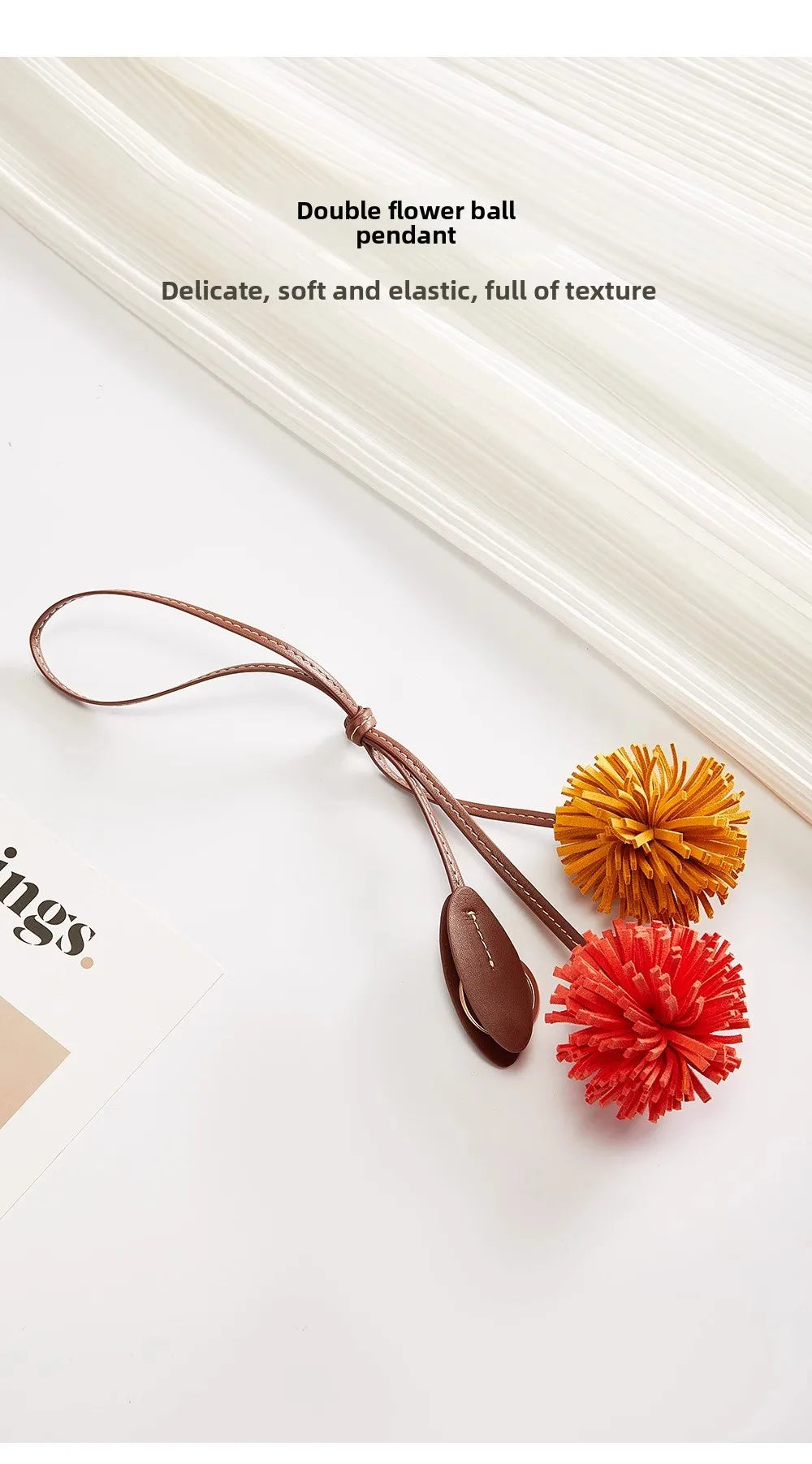 High-Grade Leather Flower Ball Tassel – Bag & Car Pendant