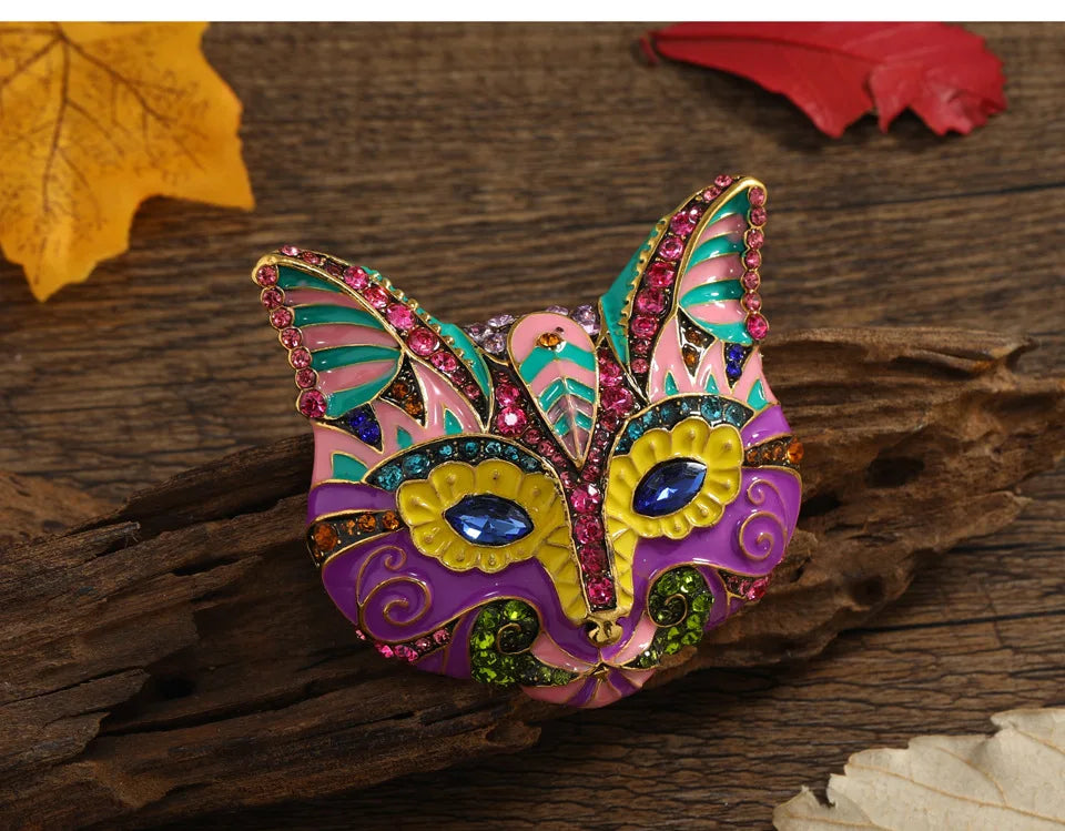 Retro Enamel Cat Mask Jewelry
