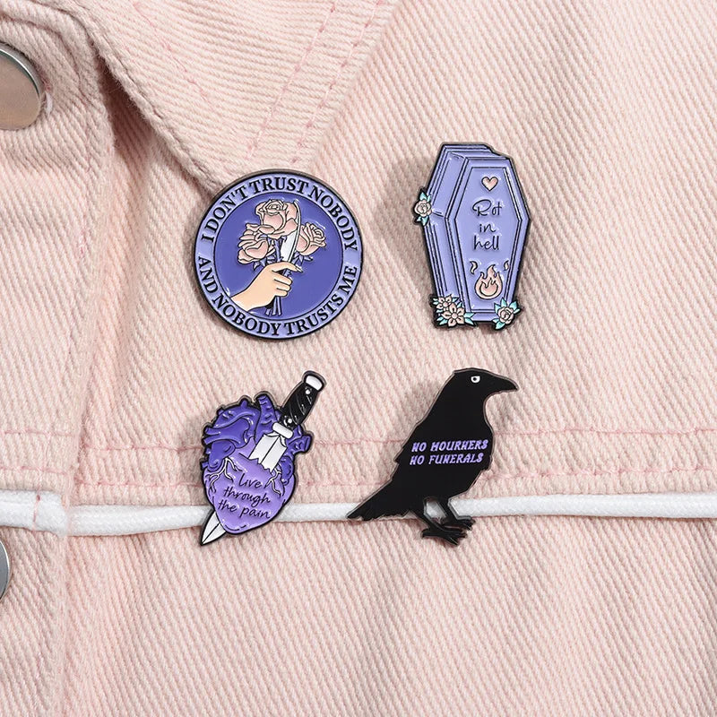 Mystic Crow Enamel Pin – Tarot & Magic Ball Design