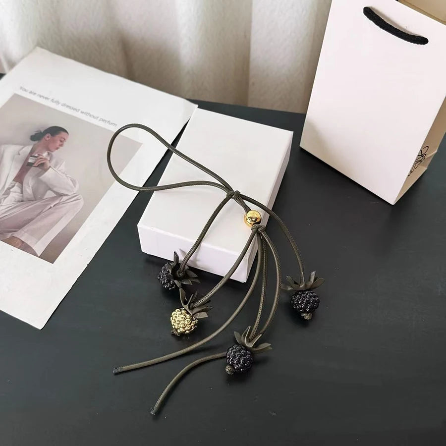 Raspberry & Blackberry Charm – Leather Bag Accessory