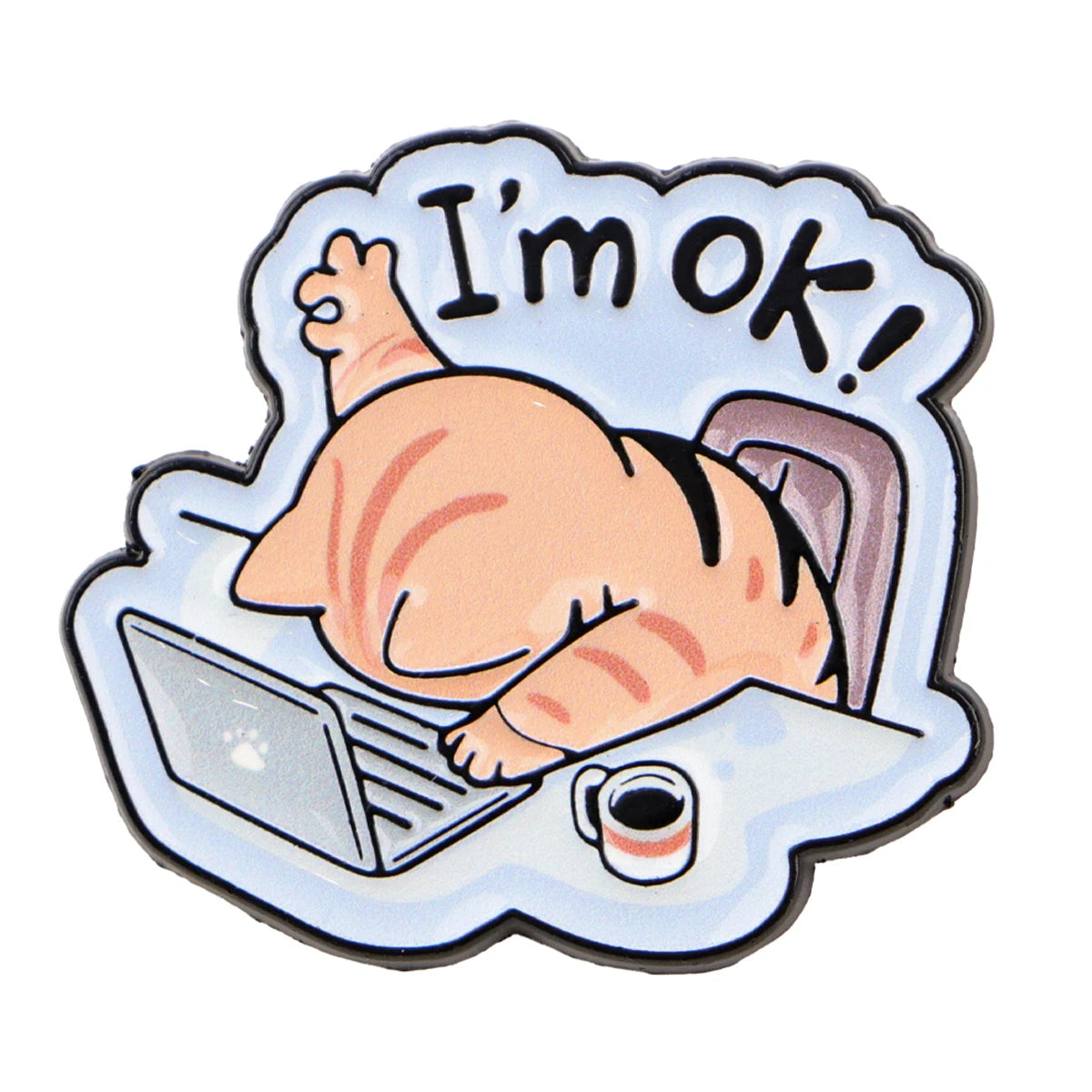 Lazy Office Cat Pin – Funny Animal Badge