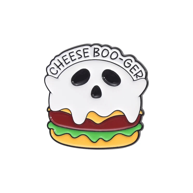 Halloween Ghost & Pumpkin Enamel Pin – Spooky Tarot Brooch Lapel Badge