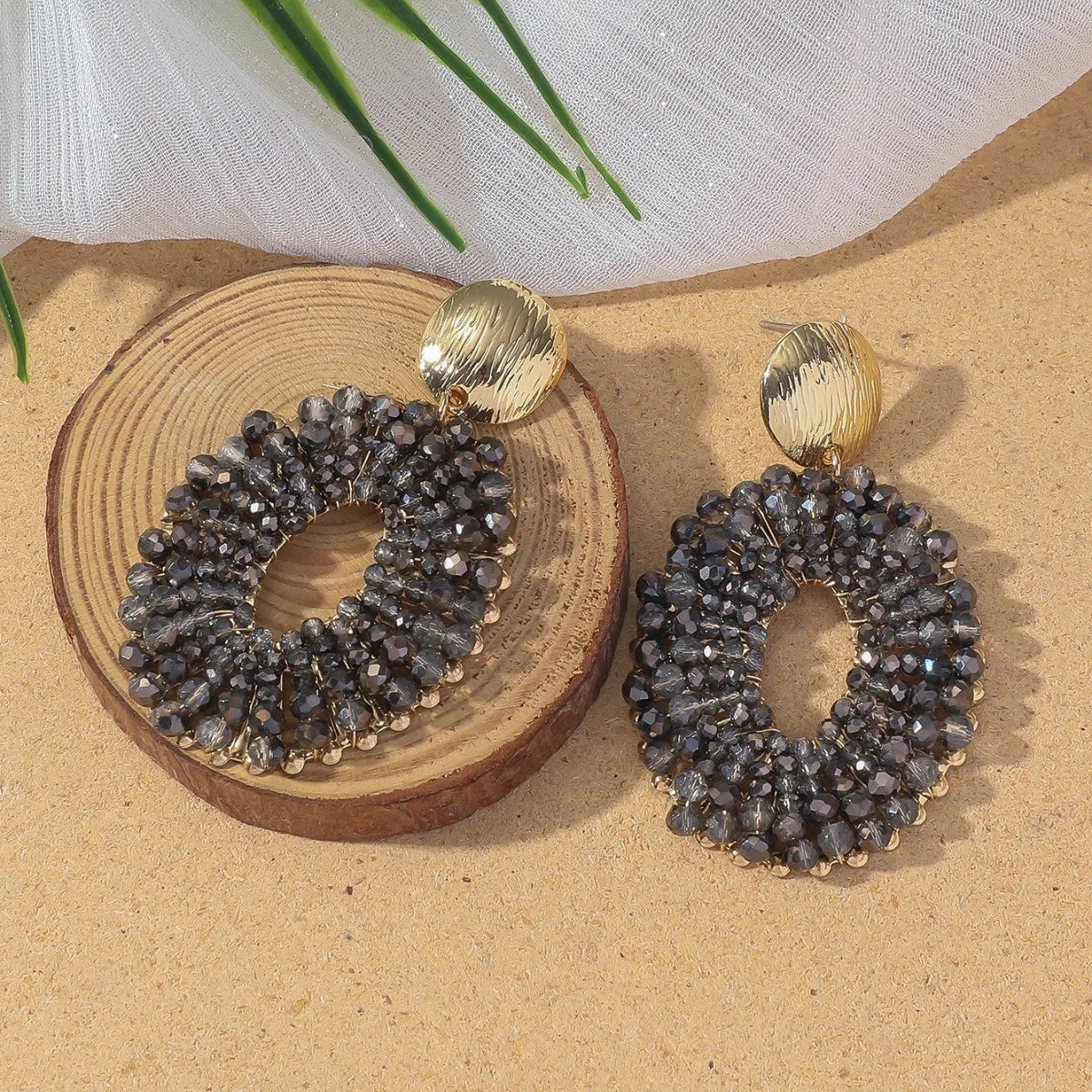 Vintage Boho Beaded Hoop Earrings