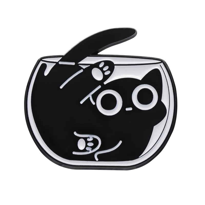 Black Cat Enamel Pin – Cute Kitten Lapel Badge Backpack Jewelry