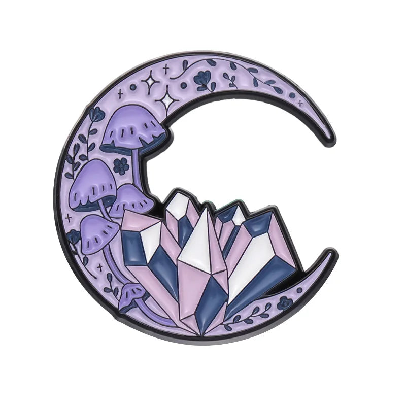 Mystic Crow Enamel Pin – Tarot & Magic Ball Design