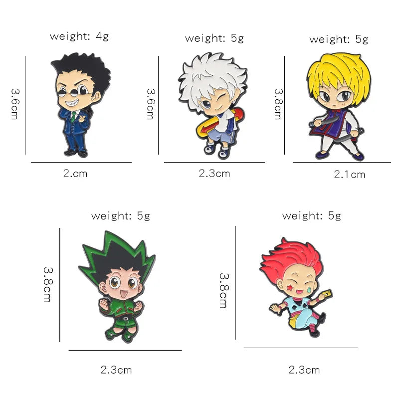 Hunter x Hunter Enamel Pin Set (5PCS) – Anime Lapel Badges for Clothes, Bags & Cosplay