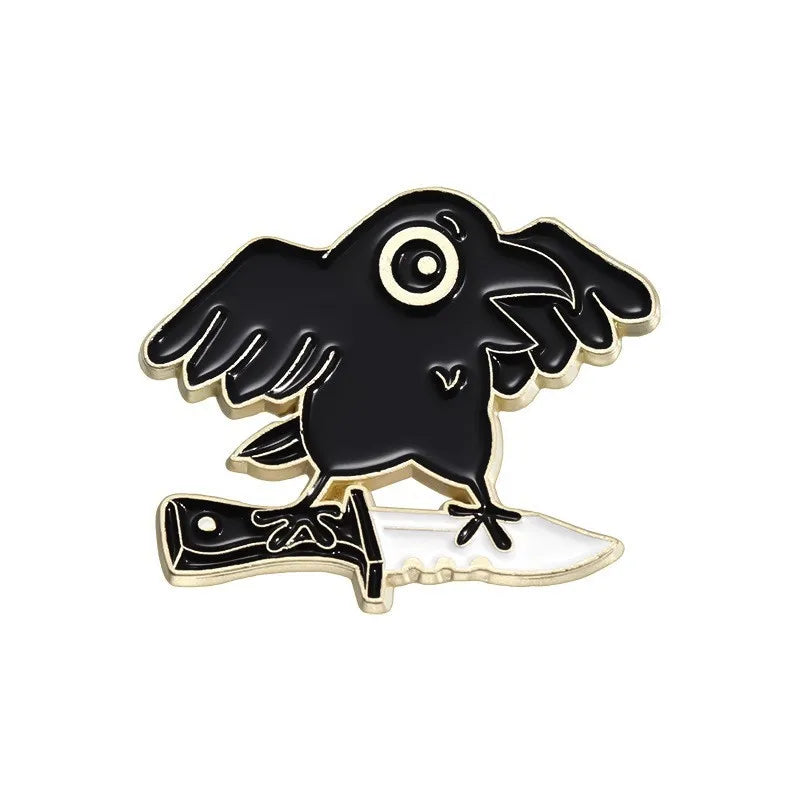 Mystic Crow Enamel Pin – Tarot & Magic Ball Design