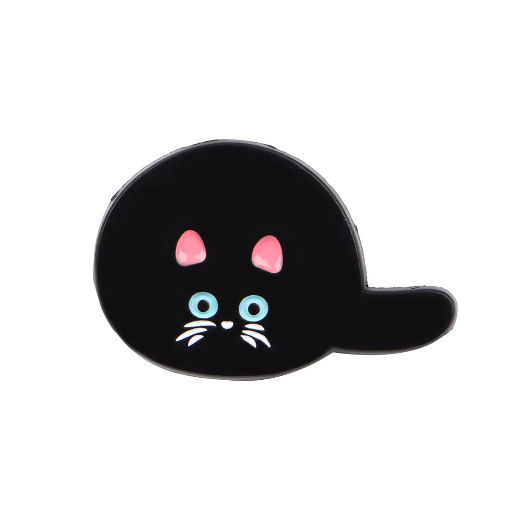 Cute Black Cat Enamel Pin – Witchy Halloween Brooch