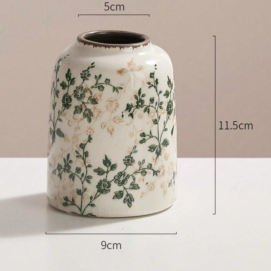 Ice Crackle Ceramic Vase – Handmade Bohemian Art Home Decoration