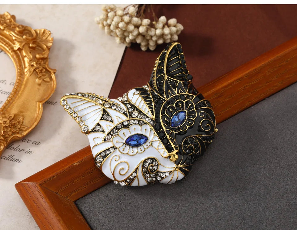 Retro Enamel Cat Mask Jewelry