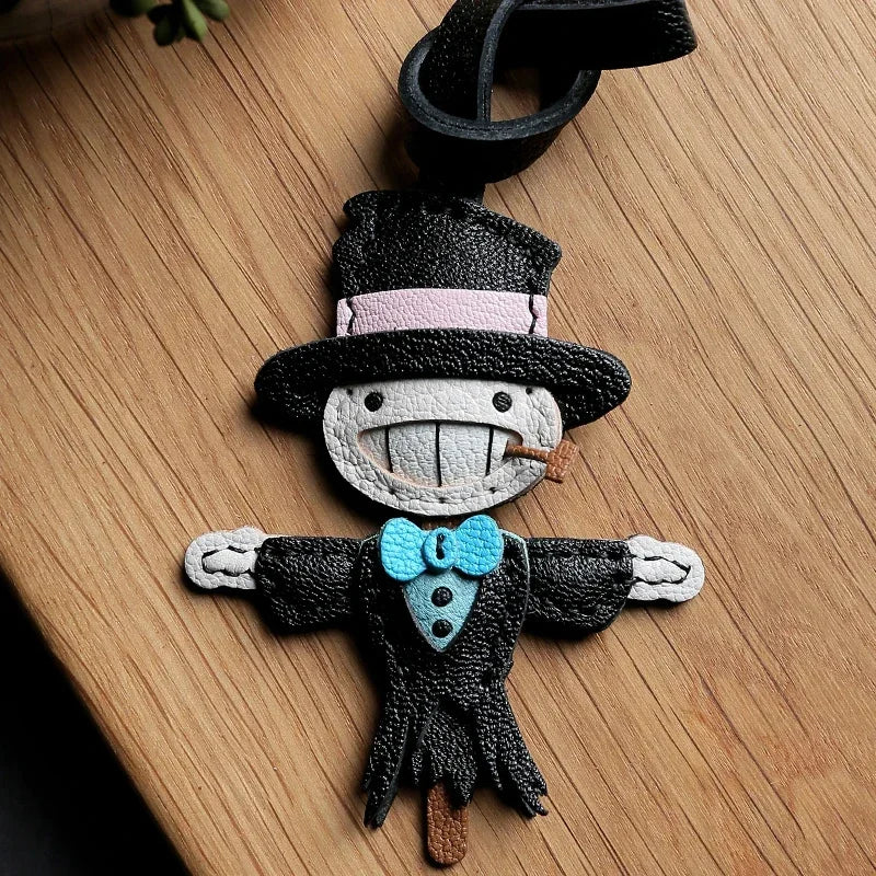 Exquisite Leather Bag Charm – Scarecrow Design