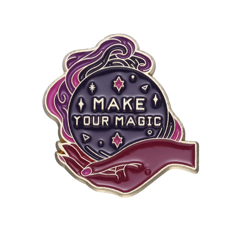 Mystic Crow Enamel Pin – Tarot & Magic Ball Design