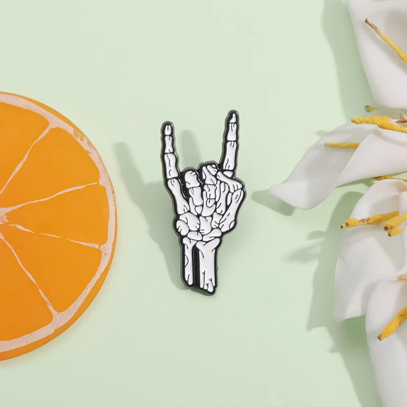 Skeleton Hand Enamel Pin – Punk Rock Brooch