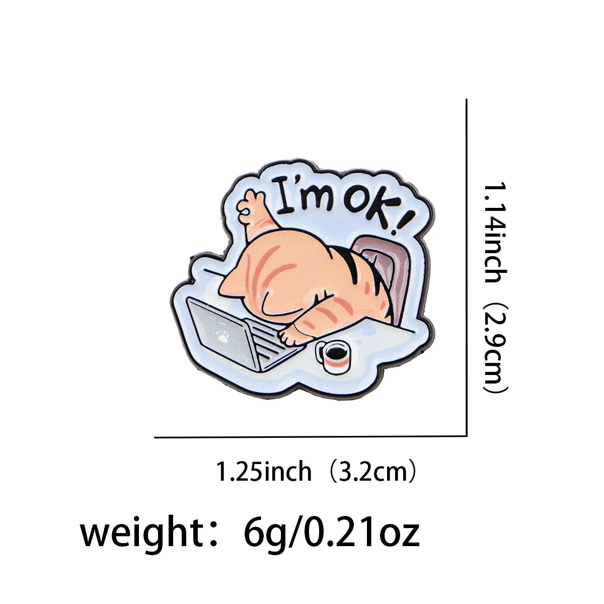 Lazy Office Cat Pin – Funny Animal Badge