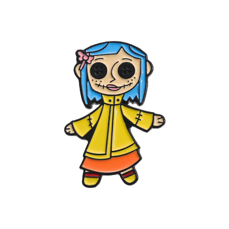 Coraline Doll Enamel Pin – Horror Punk Brooch