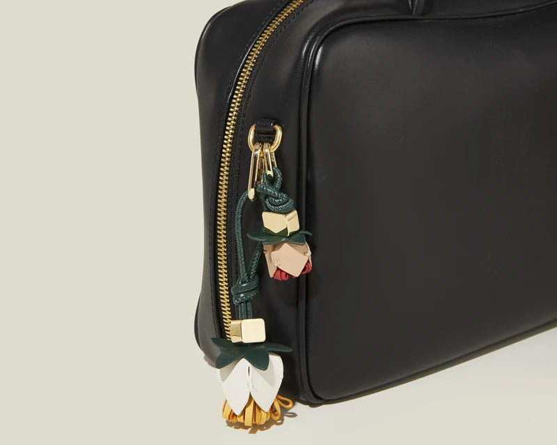 High-Grade Leather Flower Ball Tassel – Bag & Car Pendant