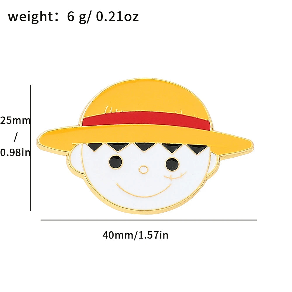 One Piece Enamel Brooch – Monkey D. Luffy Skull Lapel Pin for Bags & Jackets
