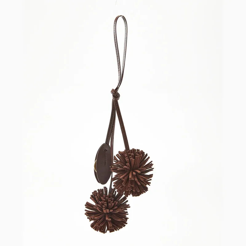 High-Grade Leather Flower Ball Tassel – Bag & Car Pendant
