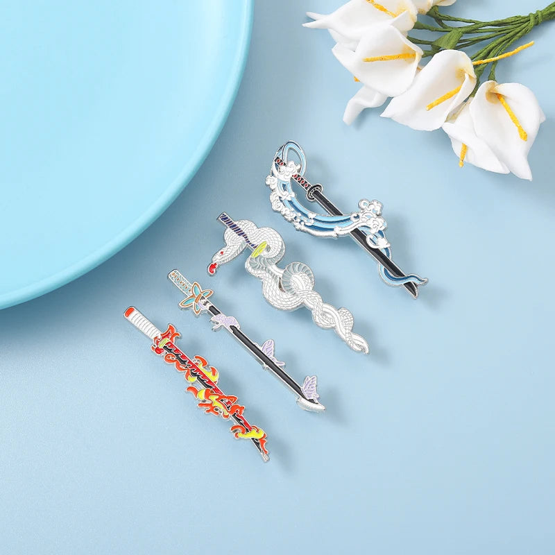 Demon Slayer Weapon Enamel Pins – Anime Sword Metal Brooch Badge