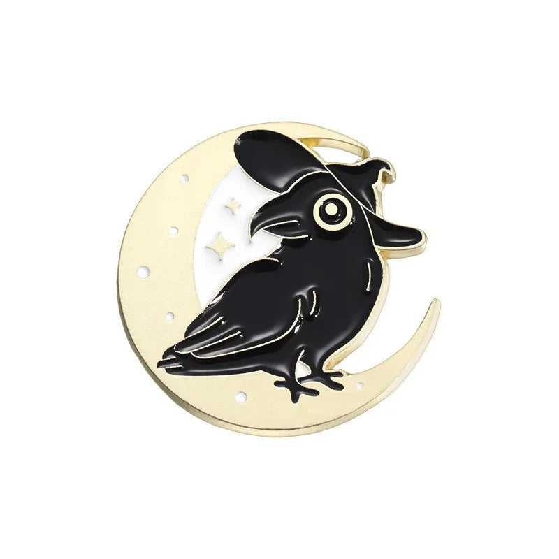 Mystic Crow Enamel Pin – Tarot & Magic Ball Design