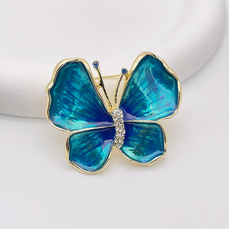 Blue Enamel Butterfly Brooch